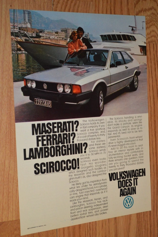 1979 VW SCIROCCO ORIGINAL VINTAGE ADVERTISEMENT PRINT AD 79 VOLKSWAGEN - Image 1 of 1