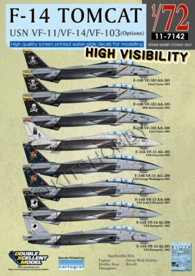 DXM decal 1/72 USN F-14 Tomcat VF-11 / VF-14 / VF-103 High Visibility - Image 1 of 4