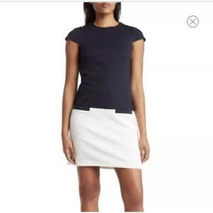 Eliza J Color Block Flügelärmel Etuikleid Gr. 12 Marineblau/Weiß Neu - Bild 1 von 10