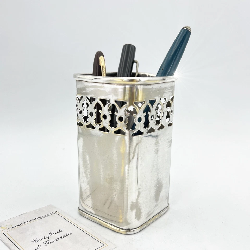 Portapenne da scrivania in stile antico in argento sheffield silver plated EPNS - Immagine 1 di 4