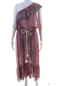 Vanita Rosa Womens Ruffled One Shoulder Abstract Dress White Orange Blue Small - Picture 1 of 6