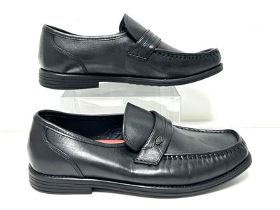 M&S Men’s Wide Fit Airflex Leather Shoes Slip On Black Size UK 7.5 Brand New WT - Image 1 of 4