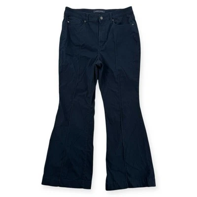 Брюки Tommy Hilfiger Lafayette женские 14 темно-синие с высокой посадкой расклешенные хлопок эластичные - Изображение 1 из 4