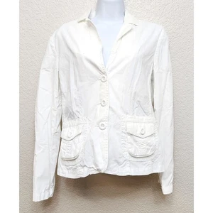 Blazer Clásico Azul Blanco 3 Botones Cuello Muescas Pequeño Ligero Bolsillos - Imagen 1 de 4