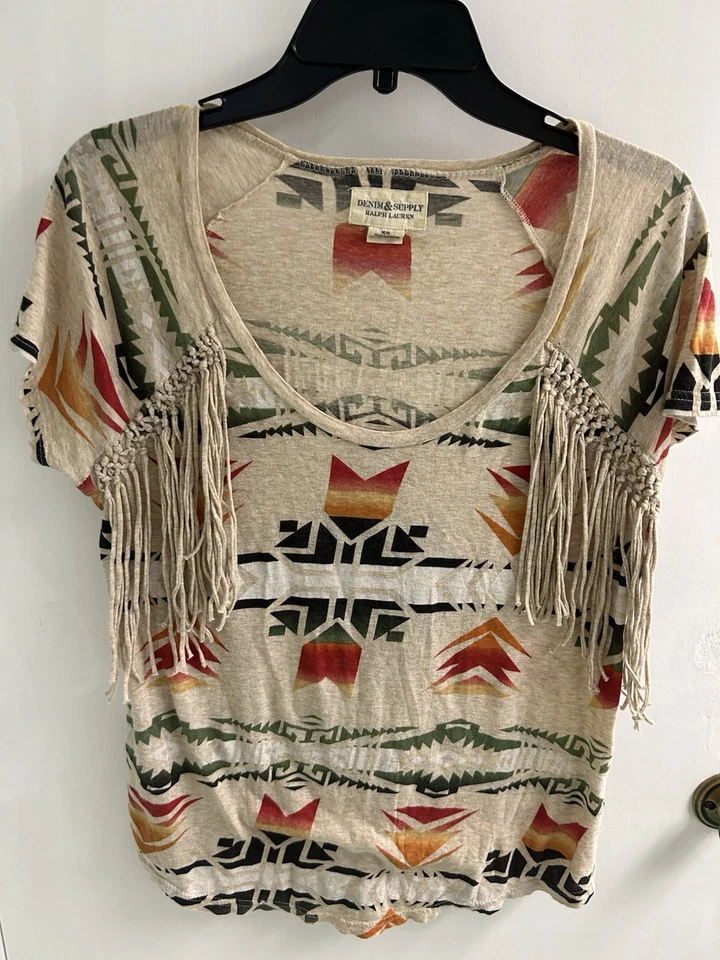Camisa Denim & Supply Ralph Lauren Estampado Suroeste Flecos Rara Talla M Foto 1 de 4