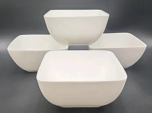 Macys Hotel Collection Bone China Set Of 4 White Square Cereal Bowls  - Picture 1 of 11