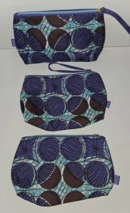3 x ESTEE LAUDER * BLUE COSMETIC MAKEUP PURSE TRAVEL HAND CANVAS BAG POUCH * NEW - Picture 1 of 5