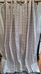 Woolrich Set Of Two Flannel Curtain Panels 36.5"× 70" W Metal Rings Windowpane - Picture 1 of 10