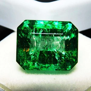 8-10 Ct CERTIFIED Colombian Loose Gemstone Natural Emerald Emerald Cut - Picture 1 of 6