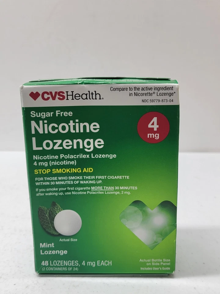 CVS Sugar Free Mint Nicotine Lozenge 4 mg 48 count Exp 12/2026 - Image 1 of 4