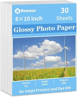Glossy Photo Paper 8 x 10 inches, 30 Sheets Inkjet Printer 8 x 10 inch  - Image 1 of 4