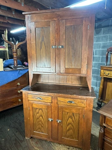 1800s Chesnut step back Dutch cupboard 80x44 primitive blind doors nice Cover