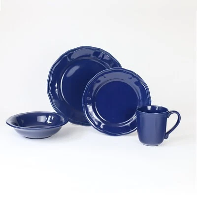 Siena 16 piece Stoneware Dinnerware Set Cobalt Blue by Euro Ceramica - Image 1 of 4