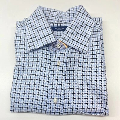 NWOT Burberry Men Blue Black Plaid Long Sleeves Dress Shirt Size 16R - Image 1 of 4