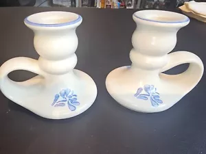 Vintage Pfaltzgraff Handled Taper Candle Holder Set Of 2, Yorktowne - Picture 1 of 7