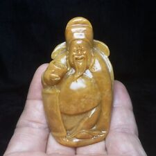 100% Natural China Shoushan Stone Hand Carved God of Wealth Statue Gift H 7.7 CM