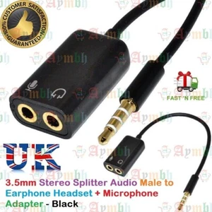 Adaptador de audio de 3,5 mm macho para auriculares auriculares micrófono divisor auxiliar y PC iPhone - Imagen 1 de 2