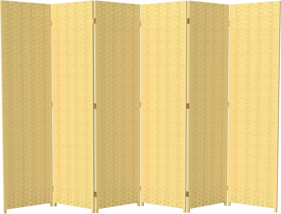 6 pies Divisor de habitación de 6 paneles de fibra tejida alta beige oscuro Foto 1 de 4