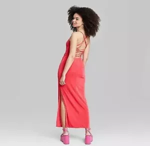 Wild Fable Women's M Medium Dress Red Lace-Up Back Maxi Bodycon New - Picture 1 of 3