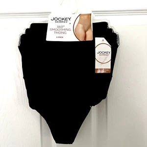 NEW Jockey 3 Pairs Skimmies 360 Smoothing Thongs XLarge Black 3295 - Picture 1 of 4