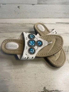 Croft & Barrow Sole (Sense)ability Wedge Sandals with Turquoise Gold Beads 8.5M - Picture 1 of 8