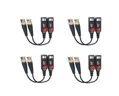4 Pairs Passive Video Balun Security Camera Video Connector via Cat5 Cat6 Cable - Image 1 of 4