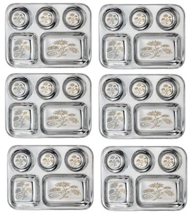 5 in1 Round Extra Deep Compartment Divided Plate, Thali, Bhojan Thali, Mess Tray - Picture 1 of 8
