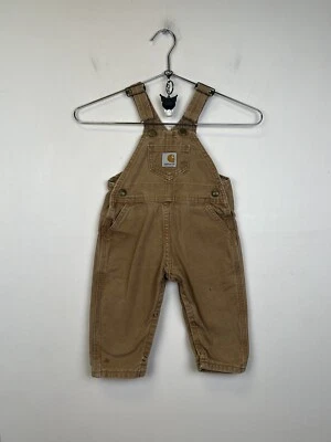 Carhartt 24M Baby нагрудник холст комбинезон коричневый 100% хлопок двойной колена застежки/пряжки - Изображение 1 из 4