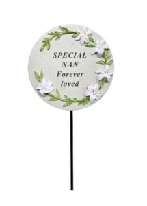 DENKMAL NAN RUNDE LILIE BLUME PLAKETTE STICK + BOTSCHAFT FRIEDHOF SPIKE BEERDIGUNG - Bild 1 von 1