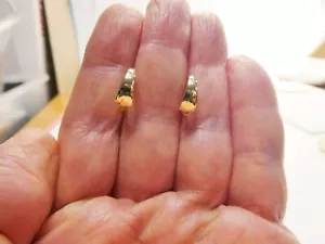 10K REAL YELLOW GOLD DESIGNS HIGH POLISH HUGGIE FANCY EARRINGS - Picture 1 of 8