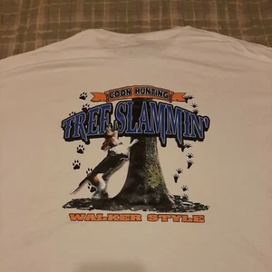 WALKER HOUND TREE SLAMMIN' COON HUNTING WHITE SHIRT SIZE 4X - Picture 1 of 4