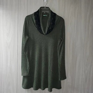 Vintage PS Kate Sweater Cowl Neck Size L Crochet Accents Made In USA - Picture 1 of 10