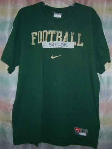 Baylor Bears University Football Mens XL Nike Team Short Sleeve BU Green T-Shirt Cover