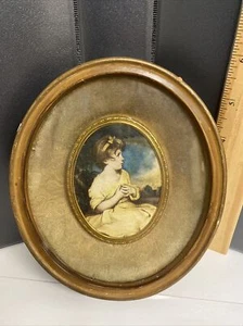 Vintage ovales Bild eines kleinen Mädchens Anhänger gerahmt - Bild 1 von 11