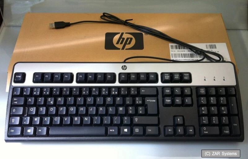 Original HP KU-0316 USB Keyboard, Tastatur AZERTY FR, France Schwarz-Silber NEU - Bild 1 von 1