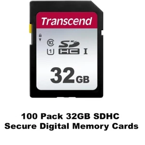 100 x Transcend 32GB SDHC UHS-1 Class 10 Secure Digital Memory Card - Picture 1 of 3