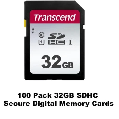 100 x Transcend 32GB SDHC UHS-1 Class 10 Secure Digital Memory Card - Image 1 of 3