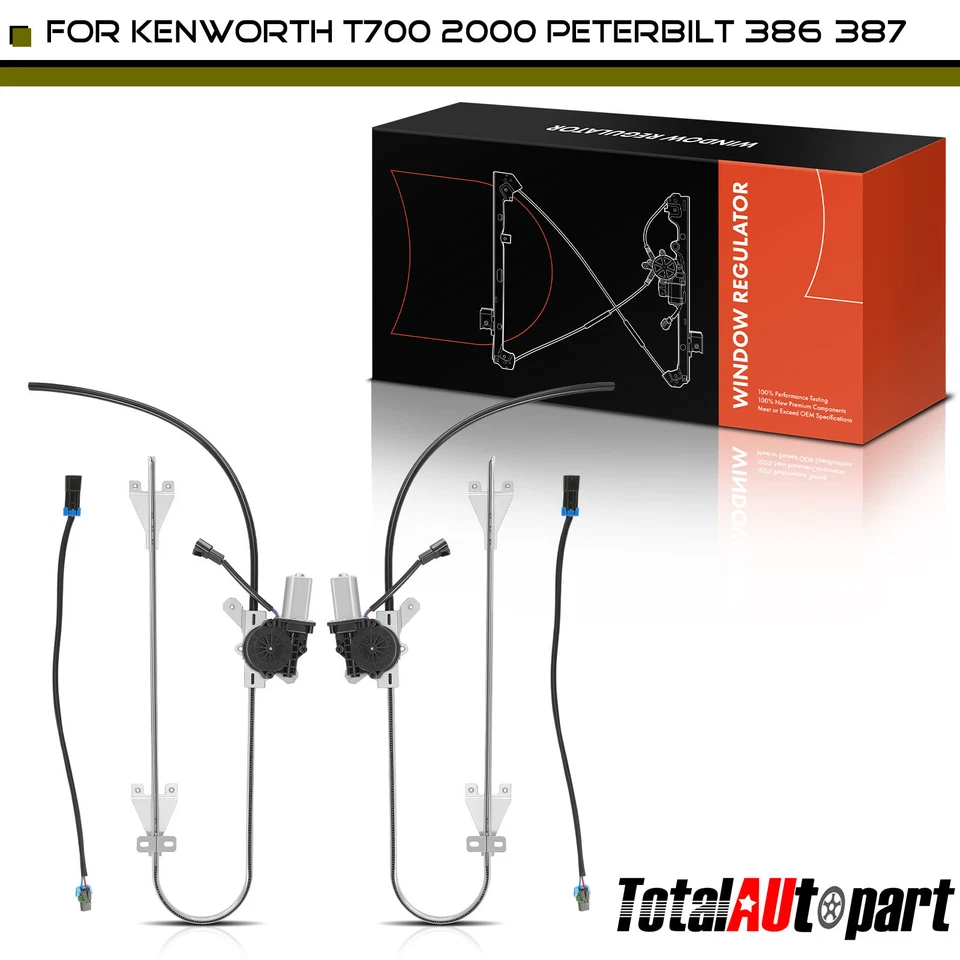 Regulador de ventana 2 piezas con motor para Kenworth T700 Peterbilt 386 03-15 frontal Foto 1 de 4