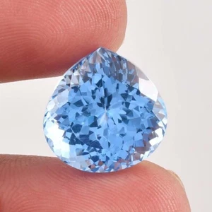 15x15 MM Natural Flawless Blueish AQUAMARINE Heart Cut Loose Gemstone Certified - Picture 1 of 5