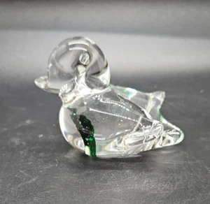 Vintage art glass clear and green duck duckling paperweight hand blown - Picture 1 of 7