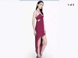 NEW Express Pink Spaghetti Strap High-Low Flowy Cut Out Dress SZ 12 Formal (T14) - Picture 1 of 12