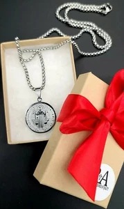 Christmas Gift St. Benedict Medal Necklace Stainless Steel/Cadena De San Benito - Picture 1 of 6