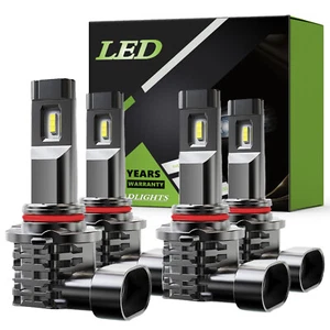 9005 9006 LED Headlight Combo Bulbs Kit High + Low Beam 6000K Super White Bright - Picture 1 of 10