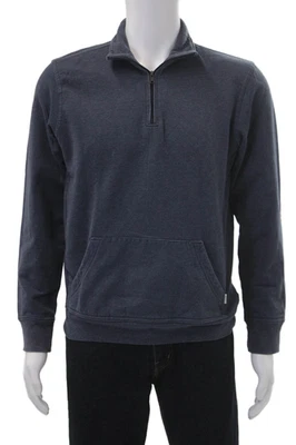 Sudadera Henley azul oscuro ONIA para hombre cuello falso cremallera manga larga talla S Foto 1 de 4