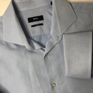 Hugo Boss "Jaden" Herren Hemd 17 Blau Geometrisch Slim Fit Knopfleiste Türkei - Bild 1 von 8
