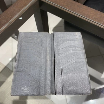 (Auth) LOUIS VUITTON Taïga Long Portefeuille Cuir Gris Bifold Sac à Main TA0110 - Photo 1/4