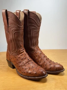 Tecovas THE WYATT Men's Leather Boots Pecan Ostrich Size 8 D - Picture 1 of 13
