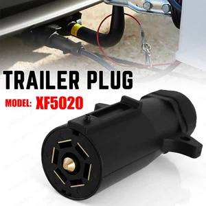7 Way Round RV Style Trailer Light Plug Connector Replacement End Blade Pin USA - Imagen 1 de 10