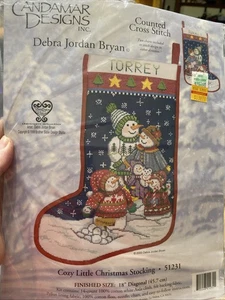 Counted Cross Stitch Kit Cozy Little Christmas Stocking Winter Snowman Sealed - Picture 1 of 3