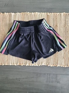 Adidas Tricolor 3 Stripe Logo Regular Fit Elastic Waist Shorts Youth Sz S 7/8 - Picture 1 of 3